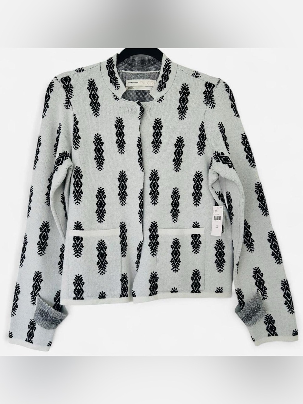NWT Anthropologie Pilcro Black & Cream Cropped Cardigan XS